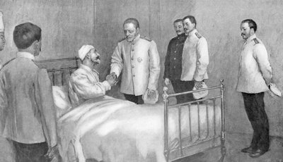 Admiral Togo Visiting Russian Admiral Rozhestvensky in Hospital, Russo-Japanese War by Unbekannt