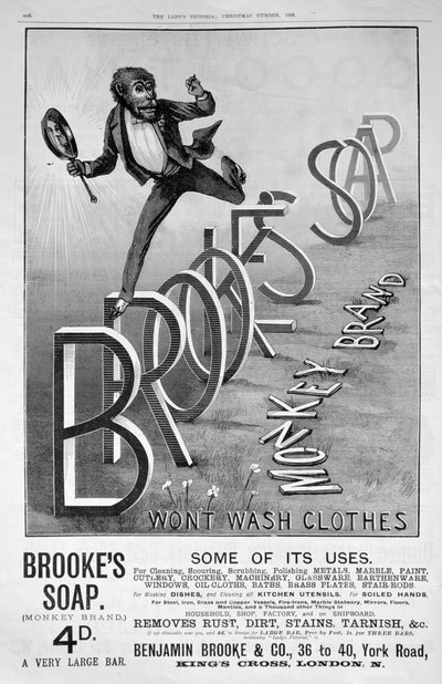 Advert for Brookes Monkey Brand soap, 1889 by Unbekannt