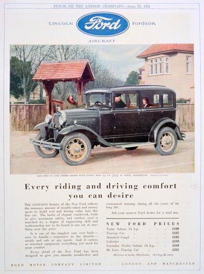Advert for Ford motor cars, 1931 by Unbekannt
