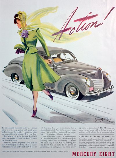 Advert for the Mercury Eight motor car by Unbekannt