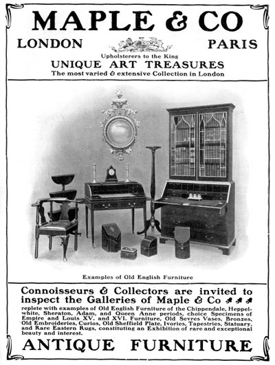 Advertisement for Maple & Co of London, sellers of antique furniture, 1901 by Unbekannt