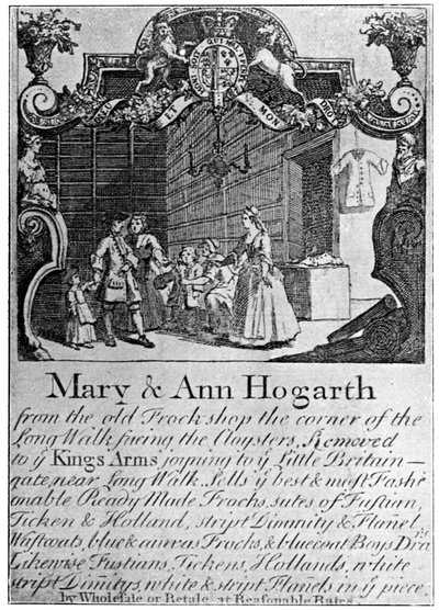 Advertisement for Mary and Ann Hogarths drapers shop by Unbekannt