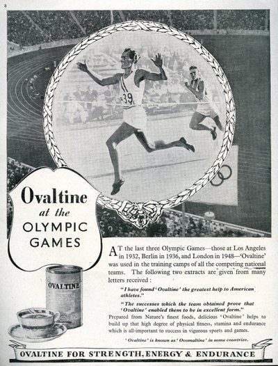 Advertisement for Ovaltine at the 1948 London Olympic Games by Unbekannt