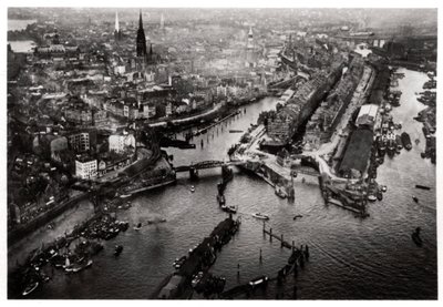 Aerial View of Hamburg Harbour, Germany, from a Zeppelin, c1931-1933 by Unbekannt