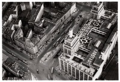 Aerial view of Hermannplatz, Berlin Neukoelln, Germany, from a Zeppelin by Unbekannt