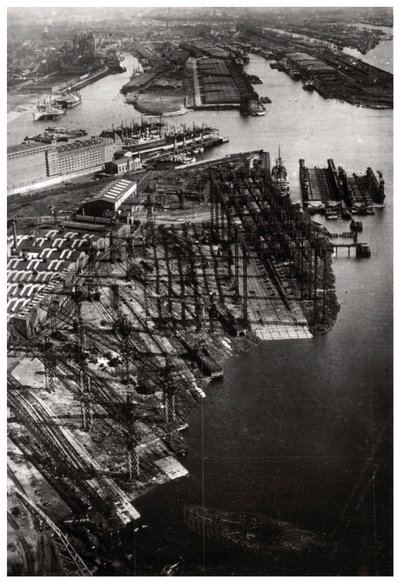 Aerial View of the Bremer Vulkan Shipyard, Bremen, Germany, from a Zeppelin, c1931-1933 by Unbekannt