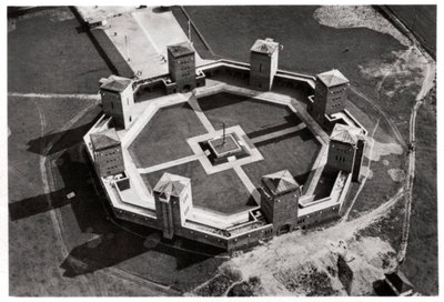 Aerial view of the Tannenberg Memorial, near Olsztynek, Poland, from a Zeppelin, c1931 by Unbekannt
