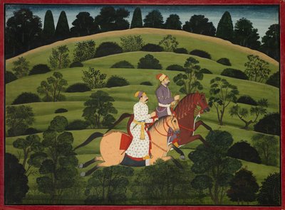 Akrura Rides Toward Dwarka, page from the large Basohli Bhagavata Purana, c. 1760-1765 by Unbekannt