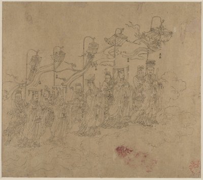 Album of Daoist and Buddhist Themes: Procession of Daoist Deities: Leaf 5 by Unbekannt