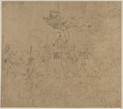 Album of Daoist and Buddhist Themes: Procession of Daoist Deities: Leaf 6, 1200s by Unbekannt