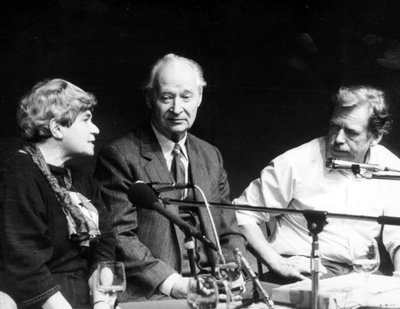 Alexander Dubcek With Mrs. Rita Klimova, Later To Become Czechoslovak Ambassador To The United States And Vaclav Havel, During A Press Conference Of The Civic Forum On Nov. 24 by Unbekannt