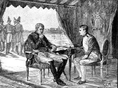 Alexander I of Russia and Napoleon I Bonaparte of France at Tilsit by Unbekannt