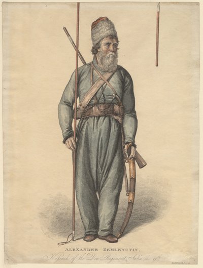 Alexander Zemlyanukhin, Cossack of the Don Regiment, ca 1813 by Unbekannt