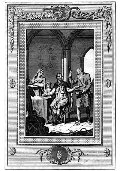 Alfred the Great Dividing His Loaf with a Poor Pilgrim by Unbekannt