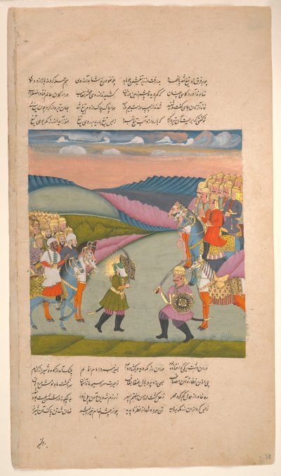 Ali and Omar on the Battlefield, Folio from a Hamla-yi Haidari, ca. 1820 by Unbekannt