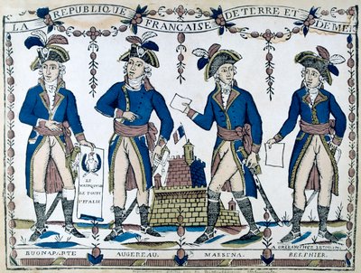 Allegories of Bonaparte, Augereau, Massina, Berphier, France by Unbekannt