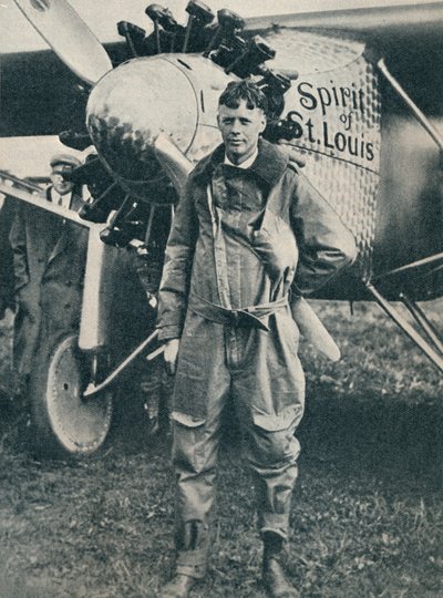 American Aviator Charles Lindbergh and His Plane, Spirit of St Louis by Unbekannt