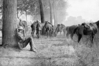 American Cavalry Unit at Rest, Chemin des Dames, France by Unbekannt