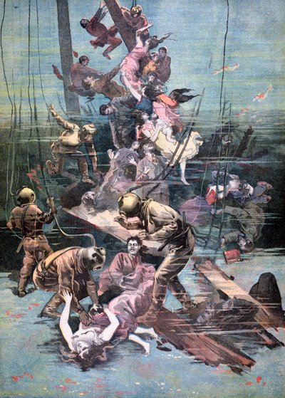 An Accident in Santander, Divers Looking for the Bodies of the Victims by Unbekannt