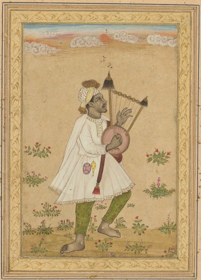 An African Lyre Player (recto), Calligraphy (verso) by Unbekannt