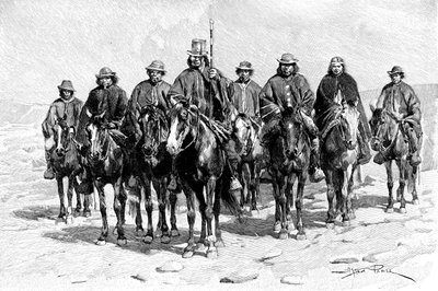 An Araucanian Mapuche chief and his staff, ChileArgentina by Unbekannt