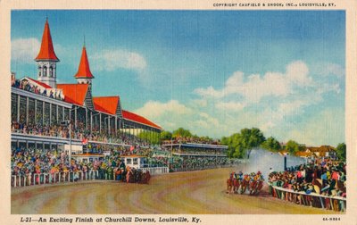 An Exciting Finish at Churchill Downs, Louisville, c1940 by Unbekannt