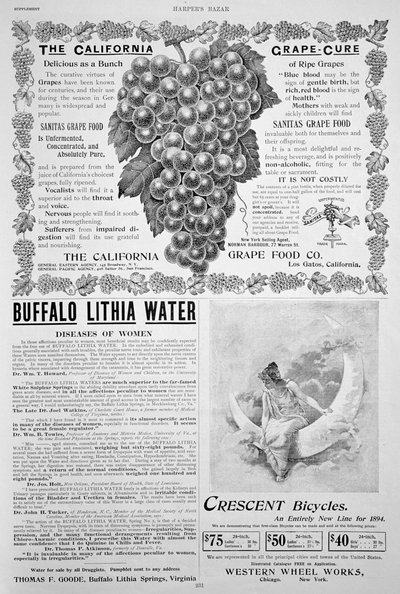 An advertising page in Harper