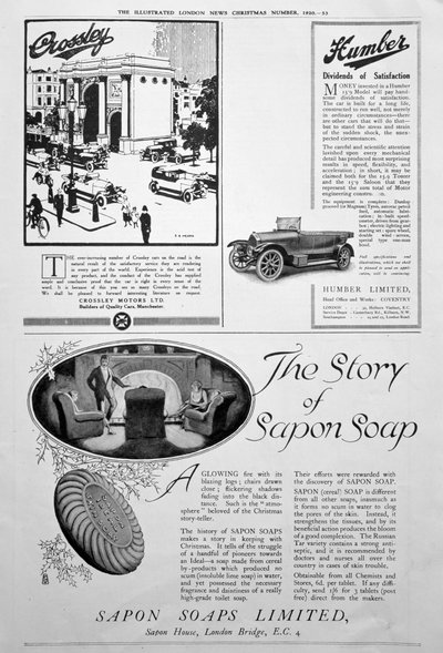 An advertising page in the Illustrated London News, Christmas number, 1920 by Unbekannt