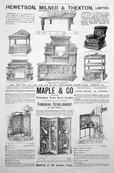 An advertising page in the Ladys Pictorial magazine of Christmas 1891 by Unbekannt