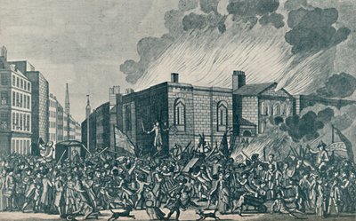 An Exact Representation of the Burning, Plundering and Destruction of Newgate by the Rioters by Unbekannt