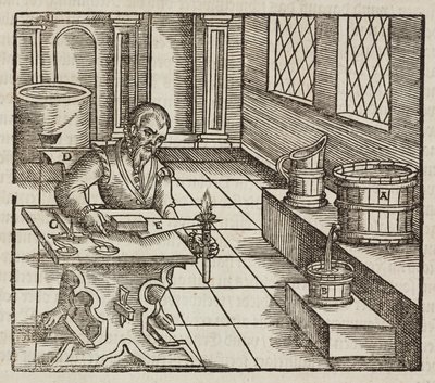 Analysis of Saltpeter, Used in Gunpowder and for Meat Preservation - Engraving from Description of Ores and Principal Mining Methods, by Lazarus Ecker by Unbekannt