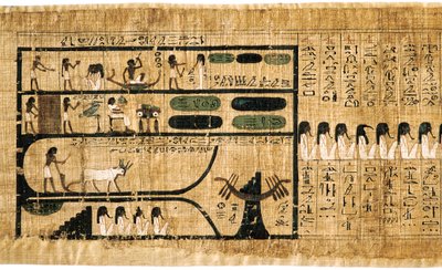 Ancient Egyptian Book of the Dead on Papyrus Showing Written Hieroglyphs by Unbekannt