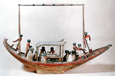 Ancient Egyptian Model of a Boat Carrying a Mummy to Its Tomb by Unbekannt
