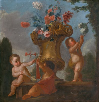 Angels with a Vase I by Unbekannt