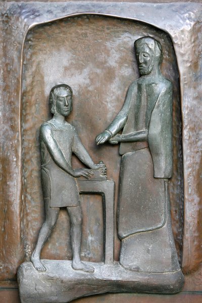 Annunciation Basilica Door Sculpture: Jesus and Joseph, Nazareth, Israel by Unbekannt