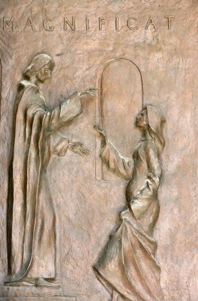 Annunciation Basilica Door Sculpture: The Visitation (Mary and Elizabeth) by Unbekannt