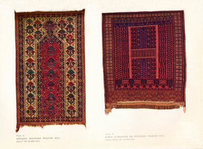 Antique Bokhara Prayer Rug and Sarik Turkoman or Punjdeh Prayer Rug by Unbekannt