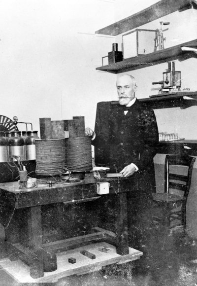 Antoine Becquerel in his laboratory, c. 1890s by Unbekannt
