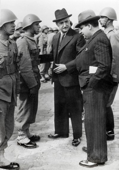 Antonio de Oliveira Salazar inspects the troops during a visit to the Azores, 5 April 1941 by Unbekannt