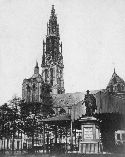 Antwerp Cathedral and Statue of the Artist Peter Paul Rubens, Belgium by Unbekannt