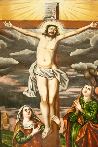 Armenian Apostolic Church; Mural; scene from the New Testament; the crucifixion of Jesus; Vank Cathedral; Jolfa or New Julfa; Isfahan; Iran; Asia by Unbekannt