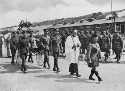 Army Chaplain Officiating at Funeral of Nurse Killed in Air Raid on British Base near Etables by Unbekannt