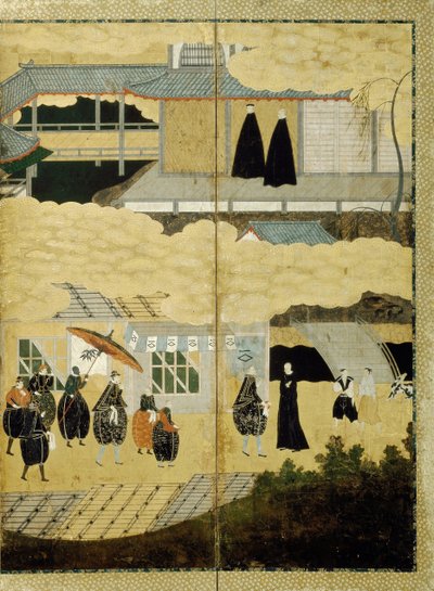 Arrival of a Portuguese Ship. Nanban Screen (detail) by Unbekannt