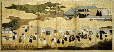 Arrival of a Portuguese ship. Nanban screen by Unbekannt