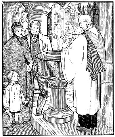 Artisan family having their child baptised by Unbekannt