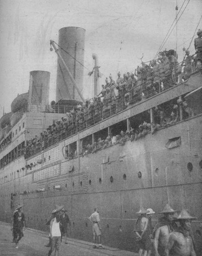 At Singapore Indian Troops Arrive to Take Part in the Defence of the Great Fortress-Port, 1941 by Unbekannt