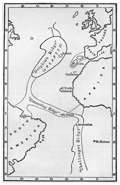 Atlantis: a map showing the location of the mythical continent, c1882 1956 by Unbekannt
