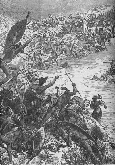 Attack of the Zulus on the Escort of the Eightieth Regiment at the Intombe River by Unbekannt