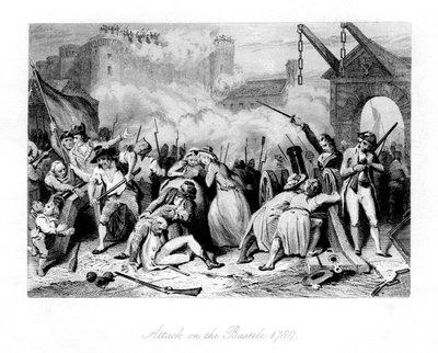 Attack on the Bastille, 1789, 1845 by Unbekannt
