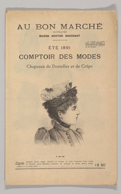 Au Bon Marché-Comptoir des Modes, Chapeaux de Dentelles et de Crêpe, Été 1891 by Unbekannt